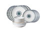 Hermia Vajilla de Porcelana de 24 Piezas en Blanco, Azul, Verde y Negro